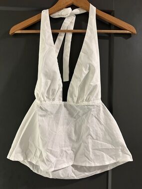 White Halter Peplum Top